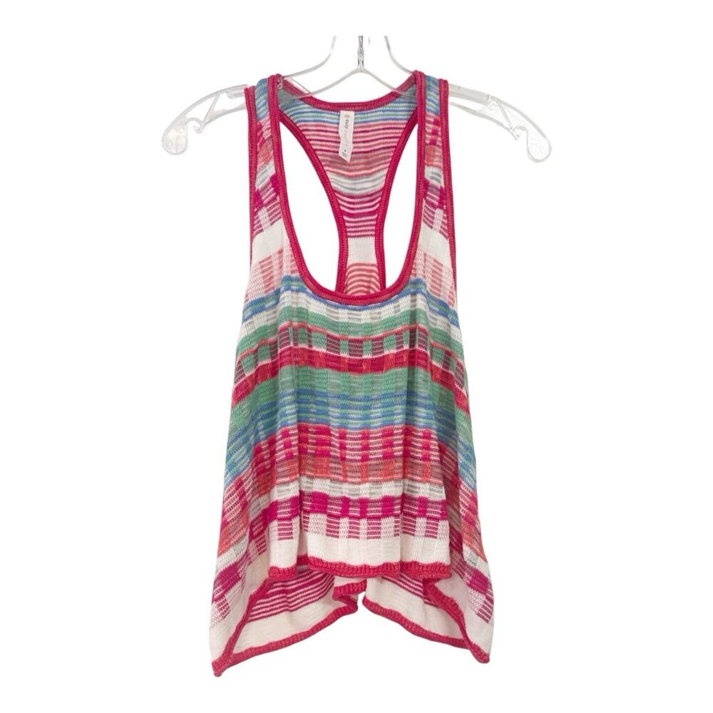 Daily Practice Tank Top Striped Knit Sleeveless Cropped Beach Festival Small